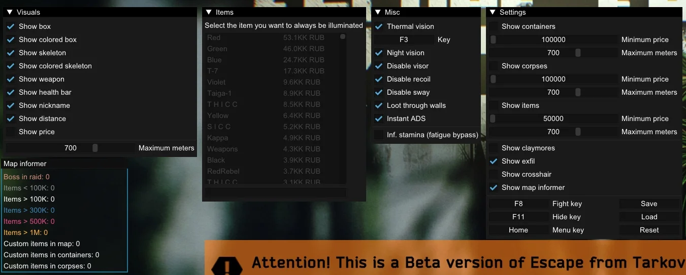 Buy Sky Hack for EFT (Tarkov) cheat